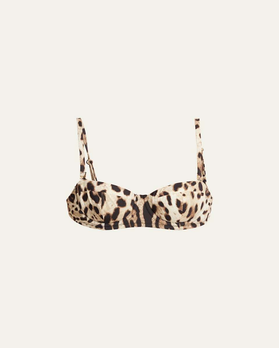 Leopard Soft Padded Underwire Balconette Bikini Top